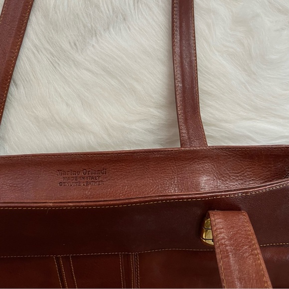 Marino Orlandi vintage 90’s large Italian leather shoulder tote travel bag - Picture 5 of 13